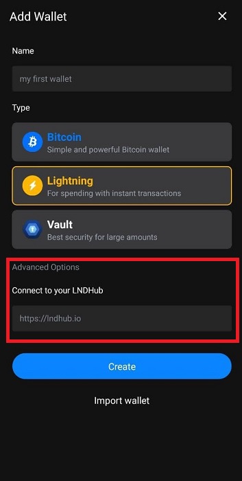 نصب کیف پول Blue Wallet